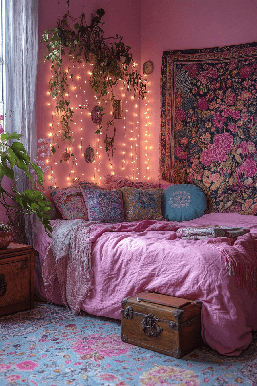 15+ Pink Boho Bedroom Ideas That Blend Playfulness and Serenity 15 Boho Pink Tranquility