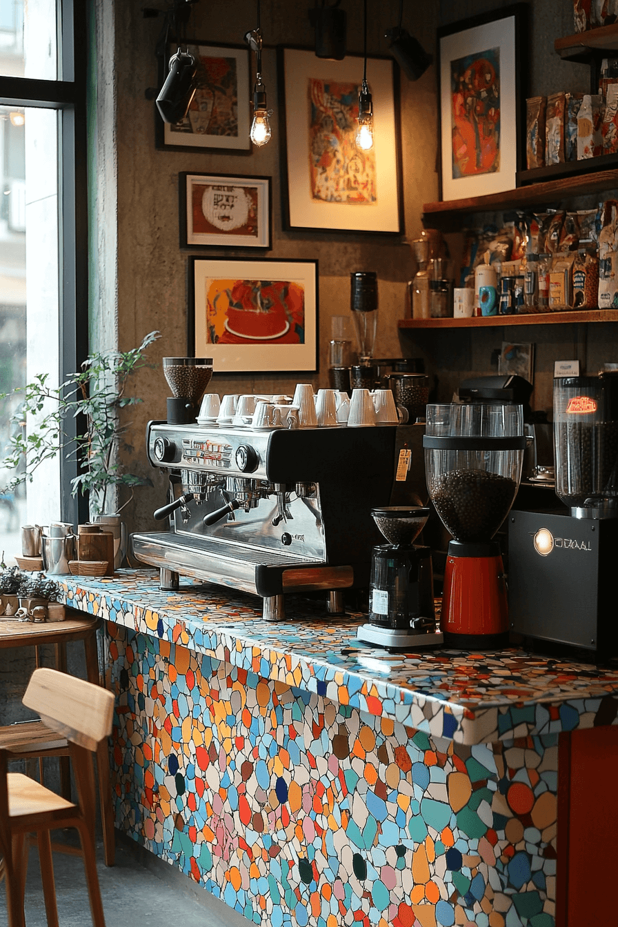 17+ Coffee Bar Styling Ideas to Create a Café Vibe at Home 15 Bold Eclectic Coffee Setup