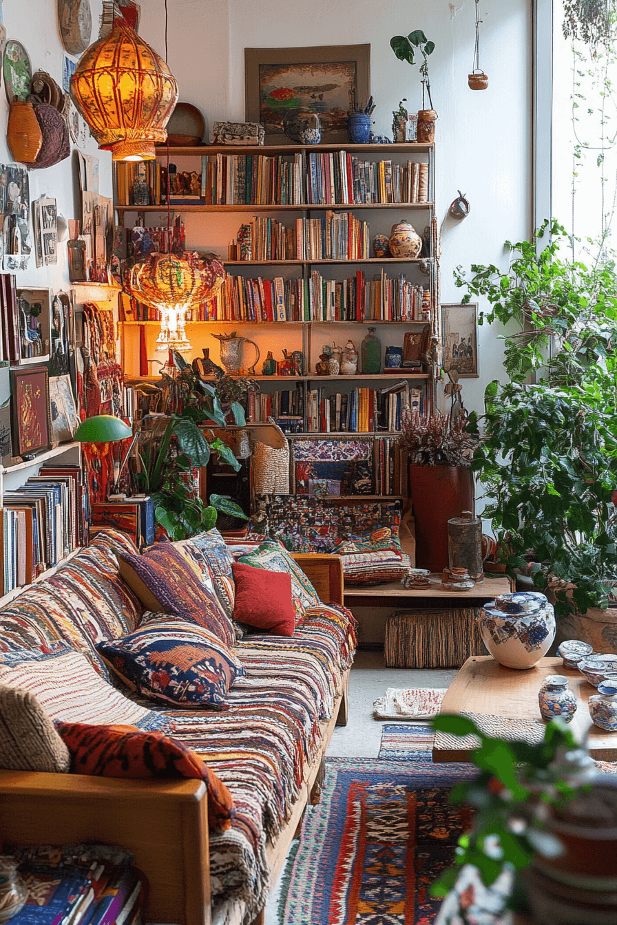 21+ Boho Maximalist Living Room Inspiration for a Bold Home Makeover 15 Folk Art Boho Haven