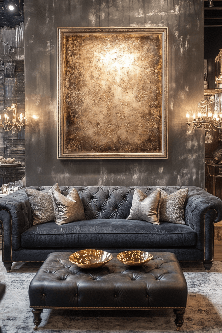 15+ Dark Grey Couch Living Room Concepts That Transform Simple Spaces 15 Grey With Metallic Chic