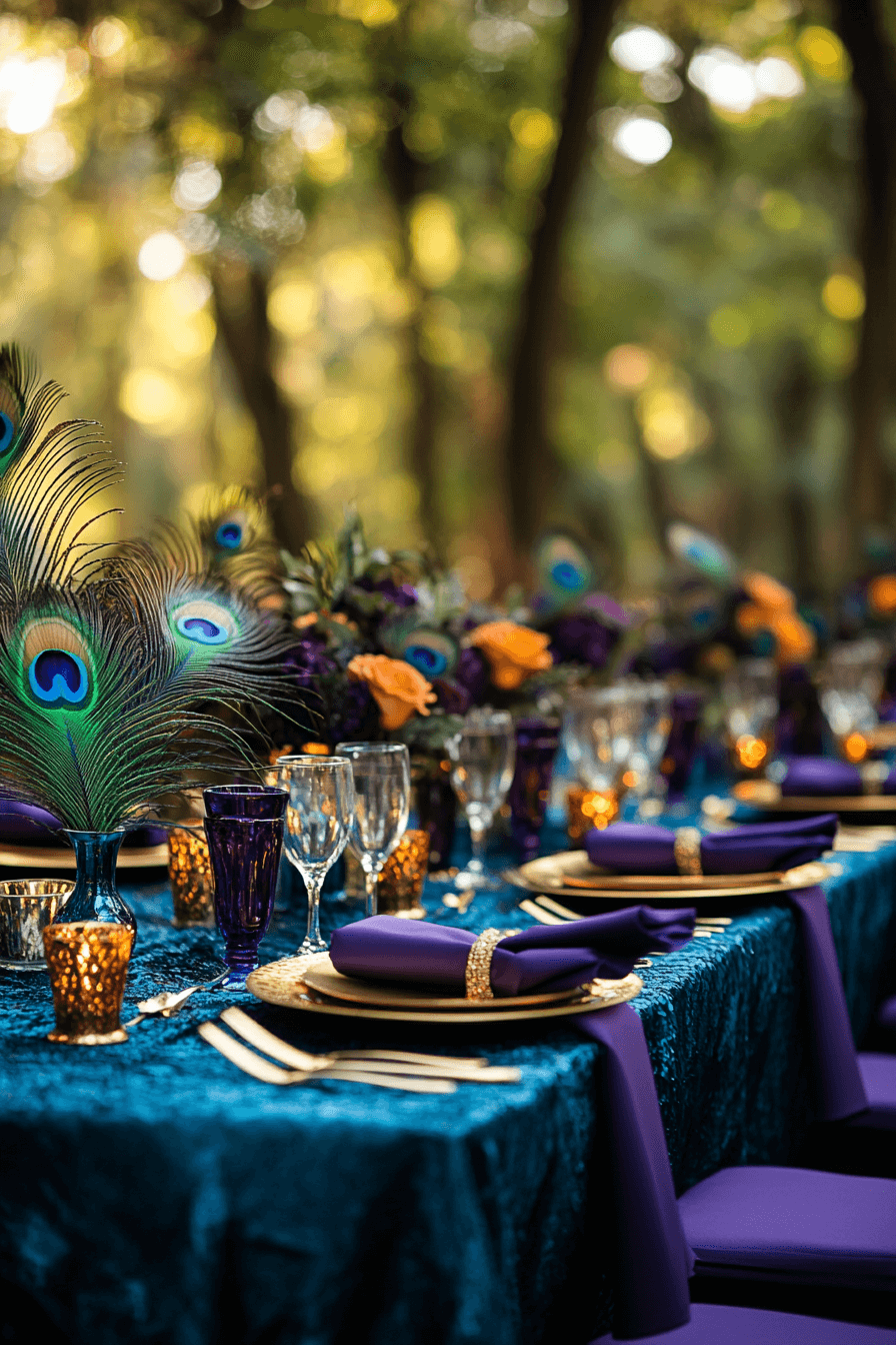 28+ Boho Wedding Designs That Balance Rustic and Chic 15 Peacock Hues