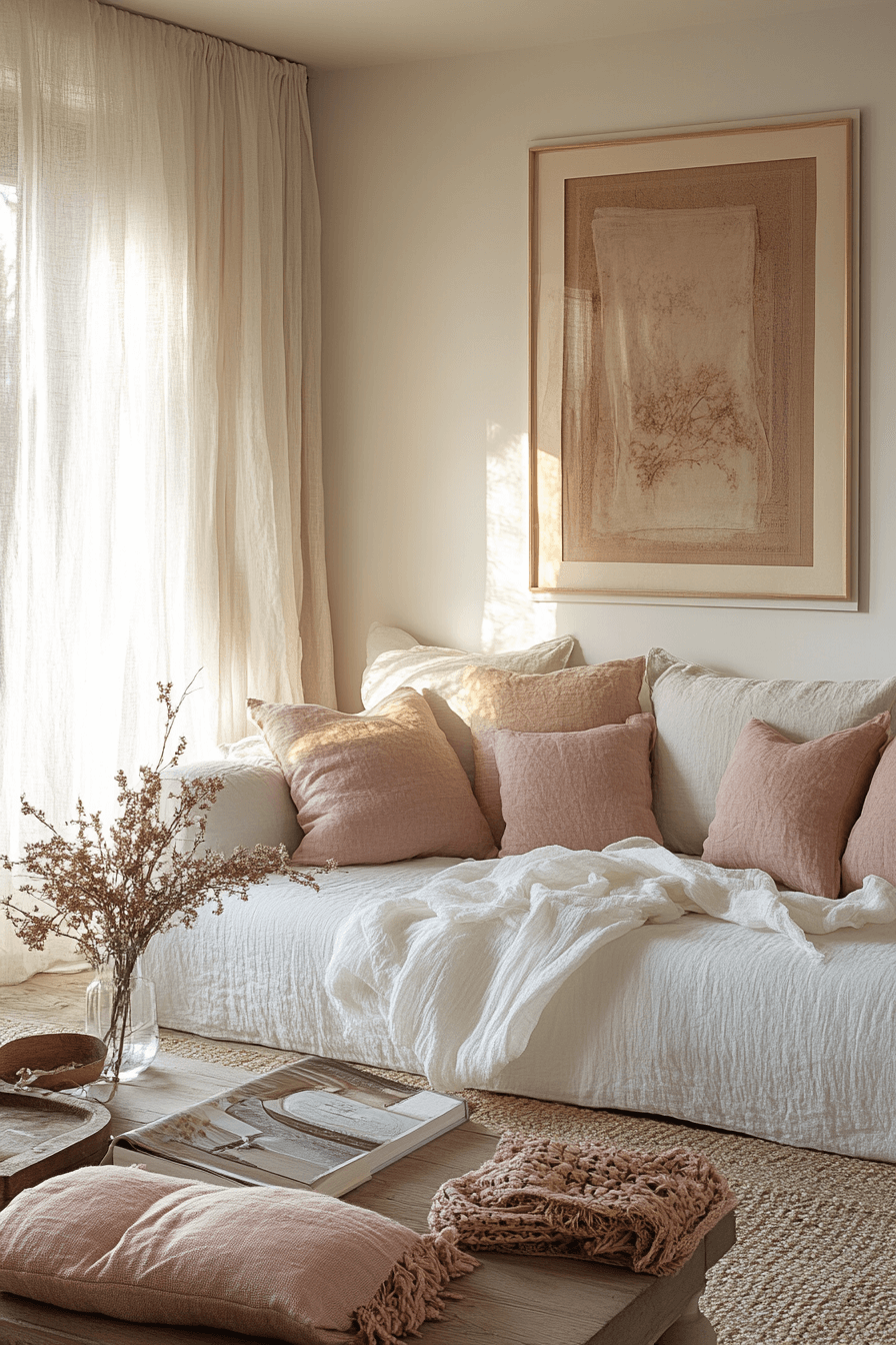 27+ Apartment Aesthetic Cozy Styles That Bring Warmth to Any Room 15 Pink Linen Soft Balance