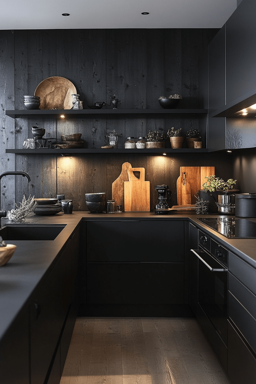 15+ Black Modern Kitchen Ideas That Prove Dark Can Be Bright and Inviting 15 Satin Finish Serenity