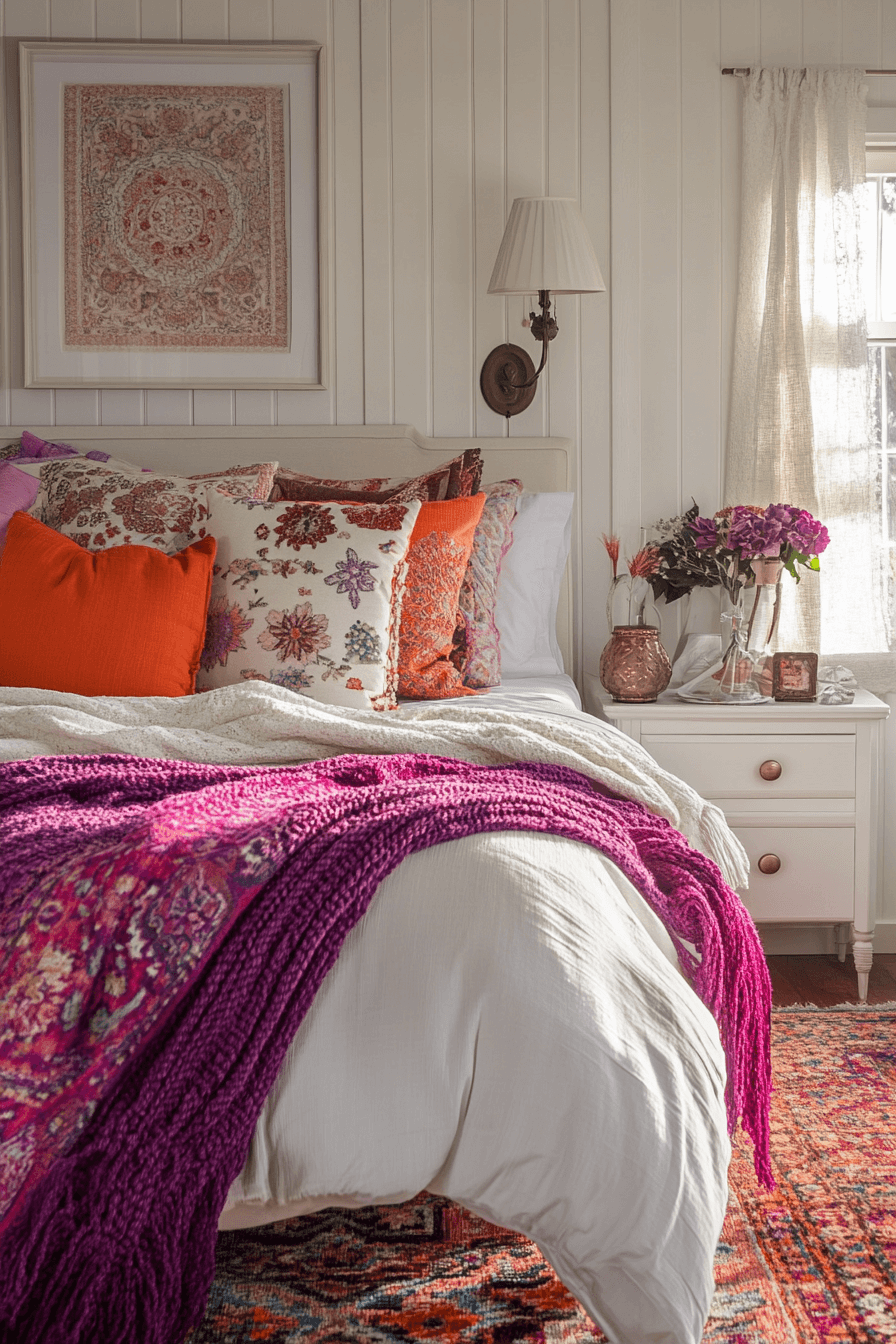 17+ White Bedroom Ideas for a Fresh and Airy Makeover 15 Vibrant White Accents