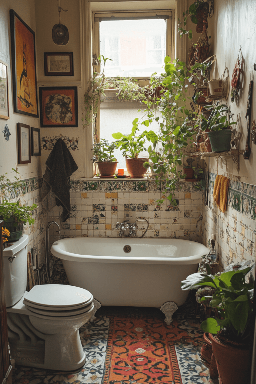17+ Tiny Apartment Bathroom Designs That Prove Less Is More 16 Boho Style In A Tiny Apartment Bathroom