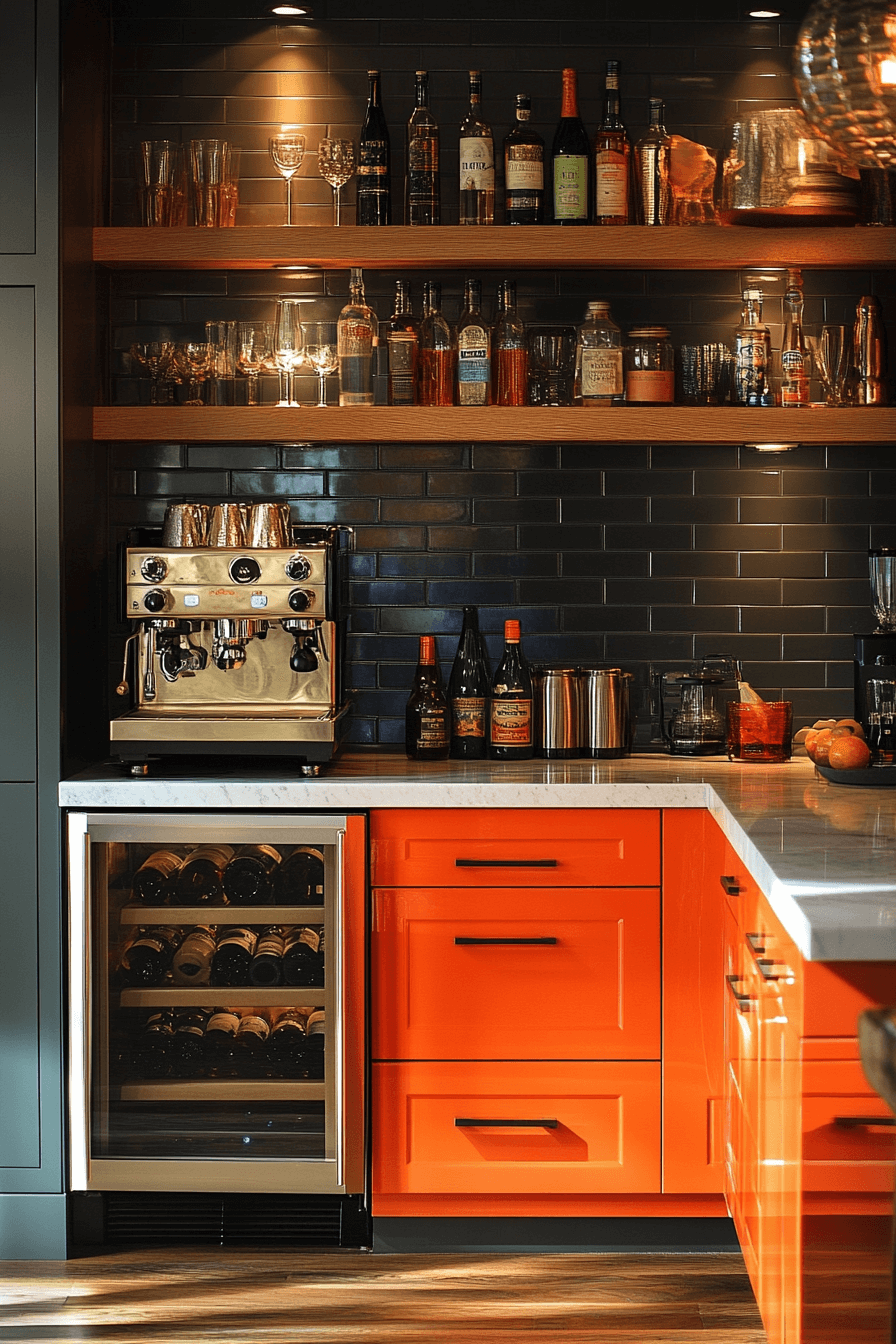 19+ Mid Century Modern Kitchen Ideas That Blend Retro and Timeless Style 16 Cocktail Corner Kitchen