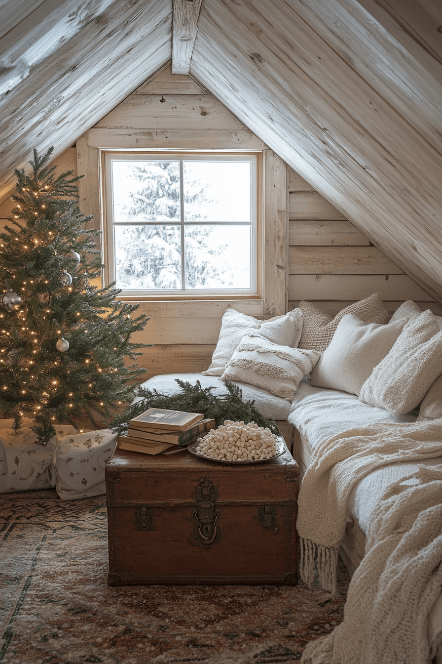 17+ Vintage Christmas Decor Ideas That Bring Nostalgic Charm Home 16 Cozy Attic Hideaway