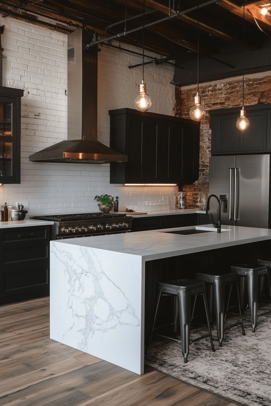 24+ Black and White Modern Kitchen Ideas That Spark Everyday Inspiration 16 Industrial Inspired Black And White Kitchen Vibes