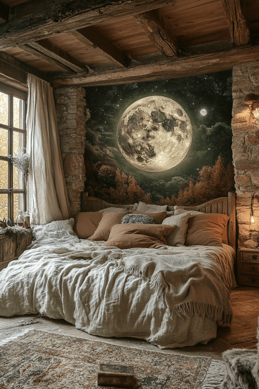 15+ Rustic Boho Witchy Bedroom Looks That Add Personality and Charm 16 Moonlight Magic Room