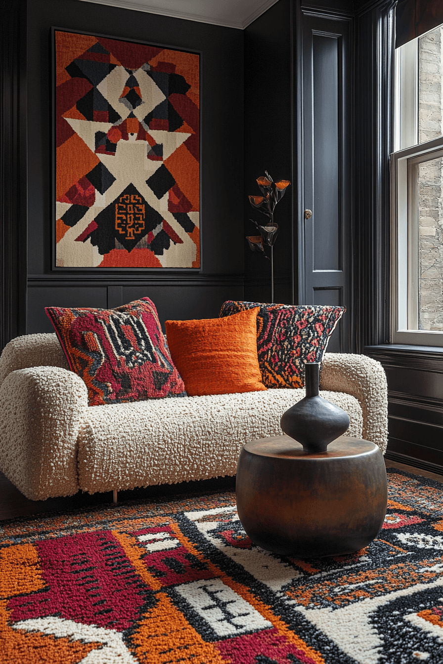 15+ Basement Living Room Ideas That Elevate Everyday Living With Ease 16 Patterned Basement Paradise