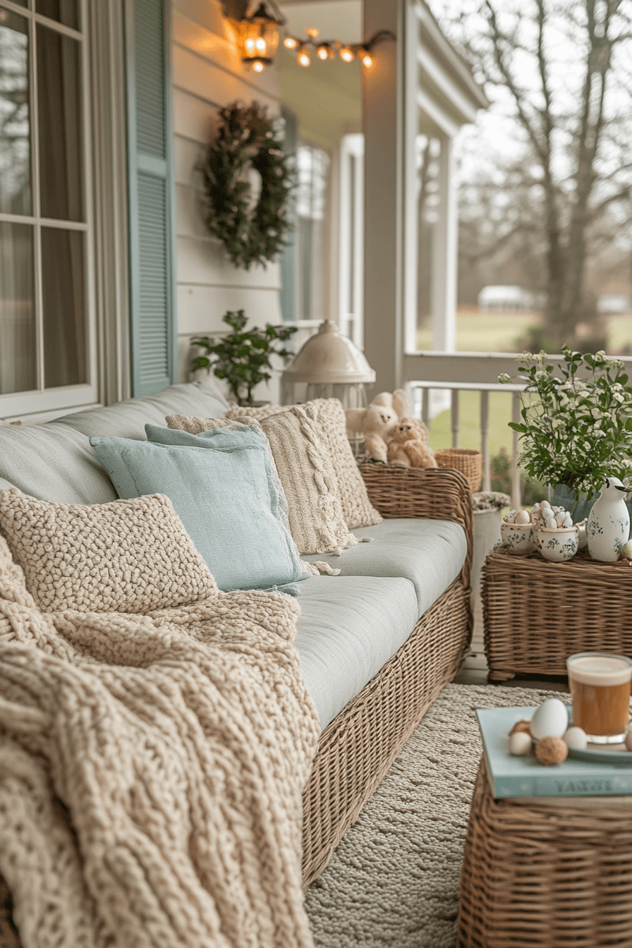 23+ Easter Porch Decor Inspiration That Captures the Spirit of Spring 16 Snuggly Porch Corner