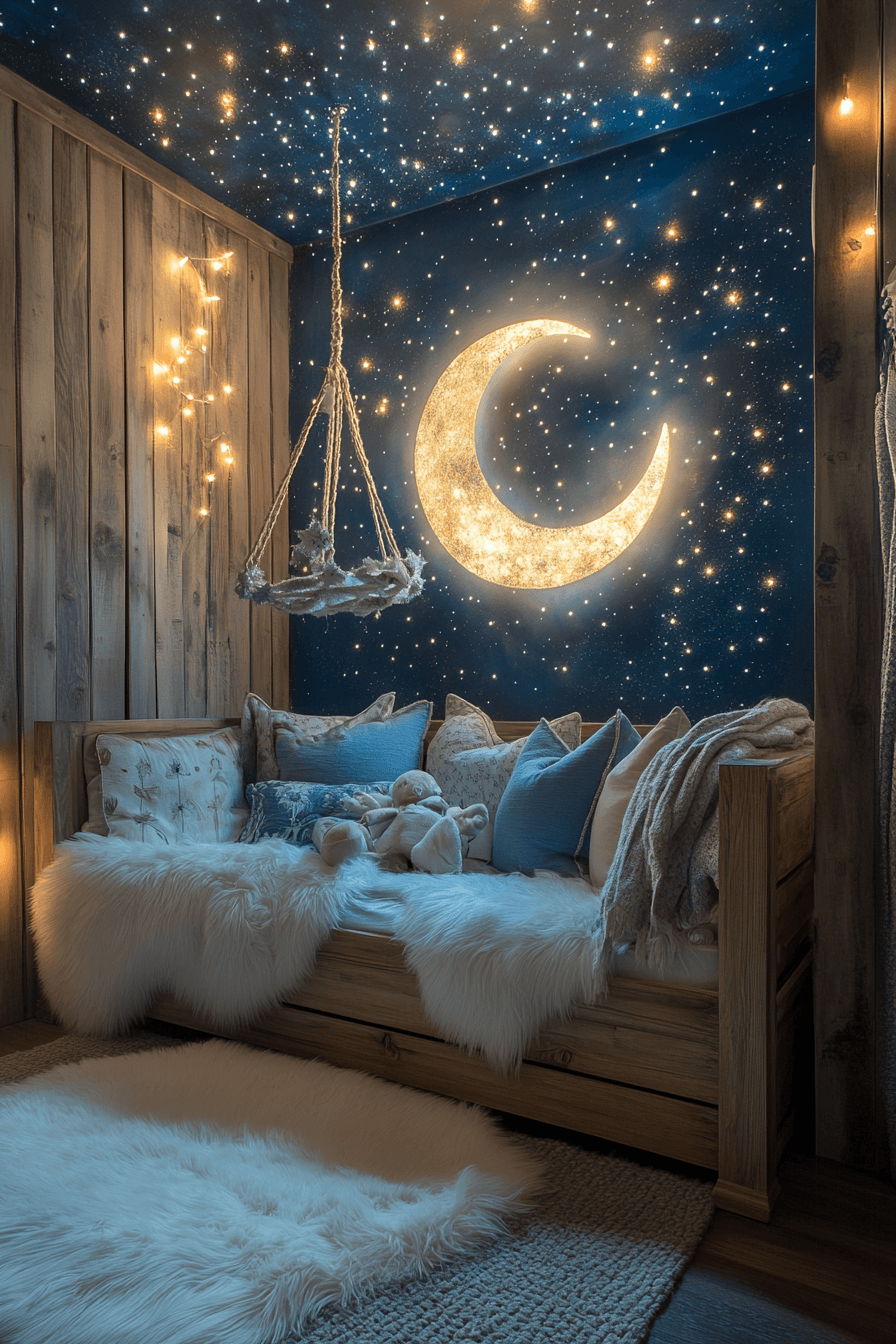 19+ Boho Nursery Decor for a Cozy and Stylish Little Retreat 16 Starry Night Nursery