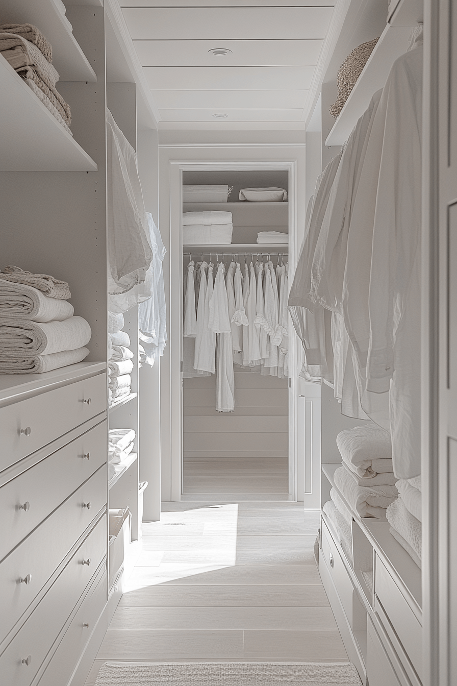 15+ Walk In Closet Ideas That Transform Clutter Into Chic Comfort 16 Tranquil All White Walk In Closet Retreat