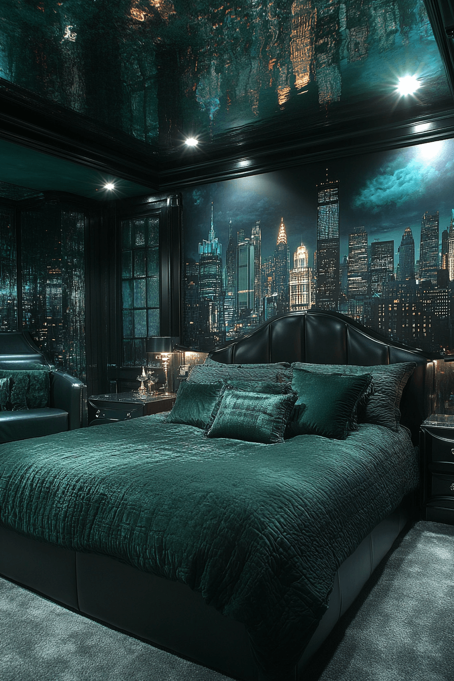 16+ Emerald Green Art Deco Bedroom Ideas to Capture Timeless Glamour 16 Urban Emerald Deco Sophistication