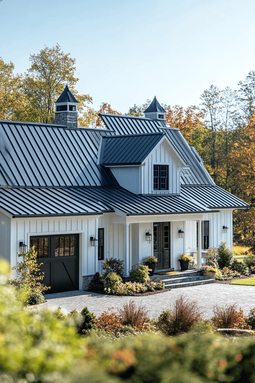 16+ Farmhouse Garage Looks to Add Instant Curb Appeal 17 Durable Steel Roof Farmhouse Garage