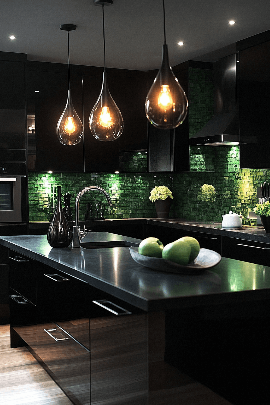 15+ Black Modern Kitchen Ideas That Prove Dark Can Be Bright and Inviting 17 Emerald Onyx Duo