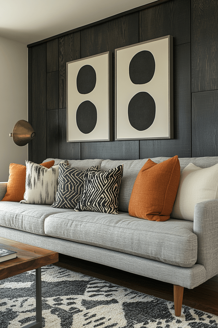 15+ Grey Couch Living Room Ideas That Prove Neutral Is Never Boring 17 Geometric Grey Elegance