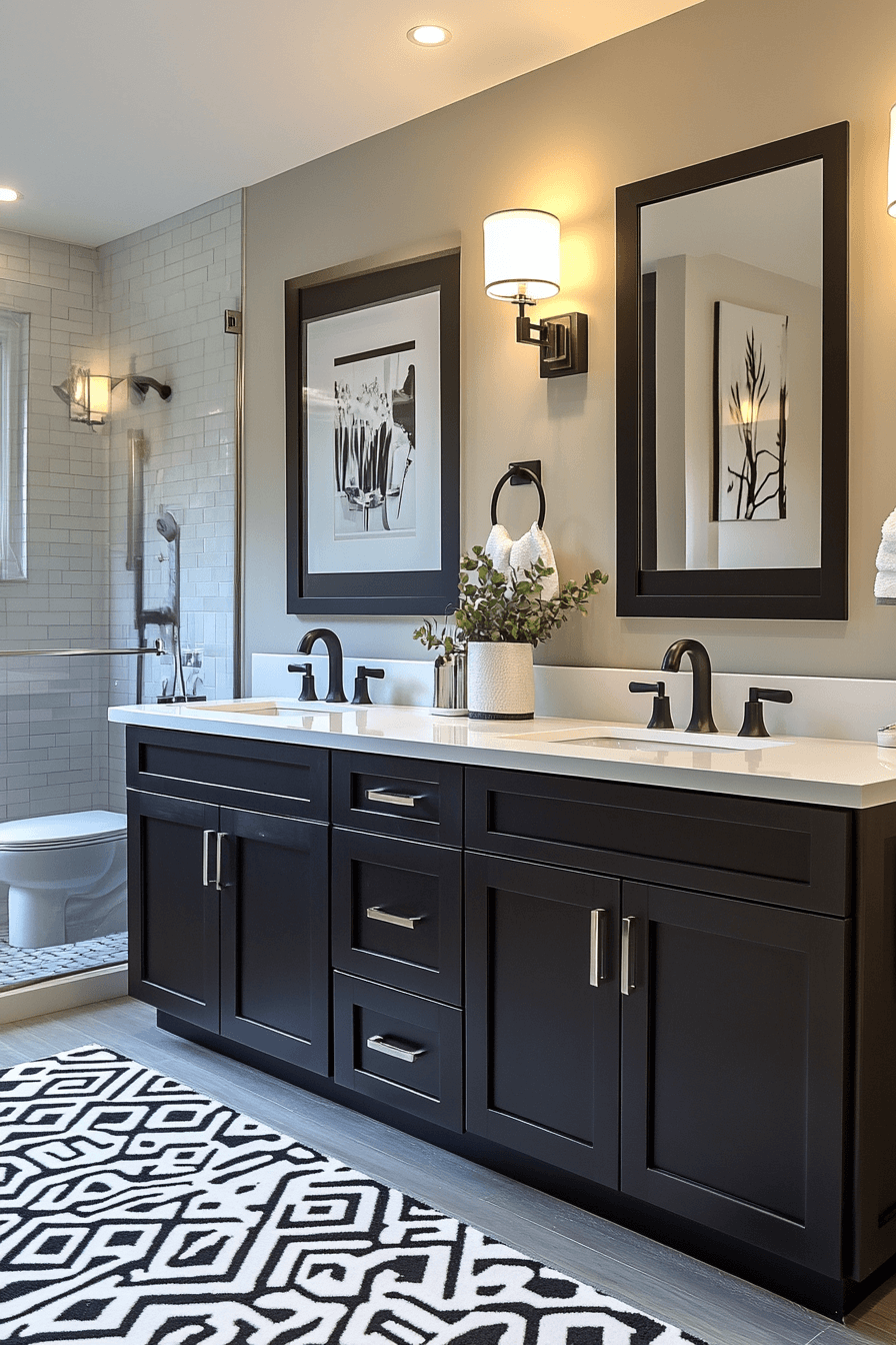 17+ Transitional Bathroom Design Looks That Make Any Home Shine 17 Geometric Modern Bathroom