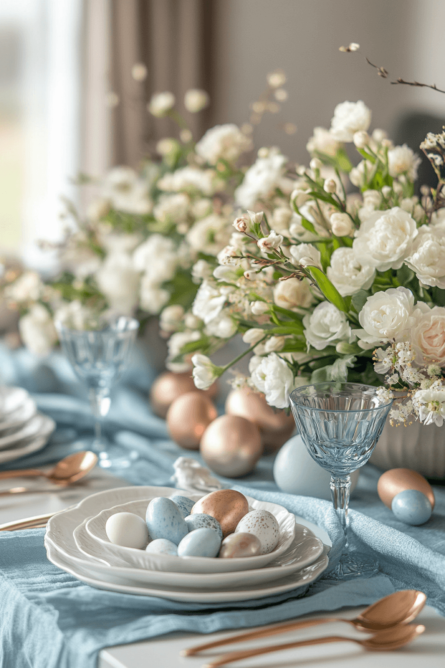 24+ Easter Table Decorations That Make Guests Feel Truly Welcome 17 Monochrome Chic Table