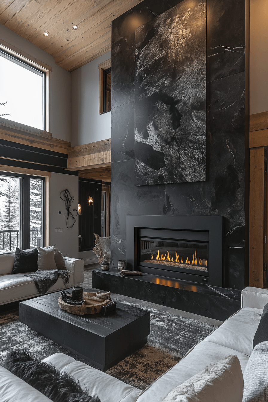 24+ Modern Fireplace Ideas to Create a Stunning Focal Point 17 Noir Elegance