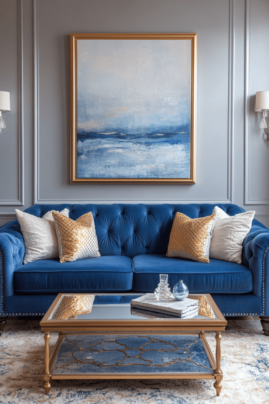 28+ Blue Couch Living Room Looks That Capture Bold Sophistication 17 Opulent Blue Velvet Interior