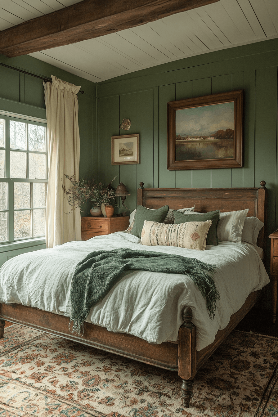 18+ Sage Green Farmhouse Bedroom Ideas to Inspire a Peaceful Atmosphere 17 Sage Green Artistic Vision