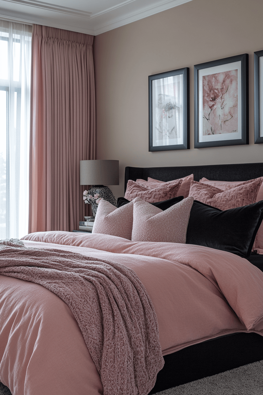 15+ Pink and Black Bedroom Ideas That Blend Playfulness and Sophistication 17 Serene Sophistication In Pink And Black