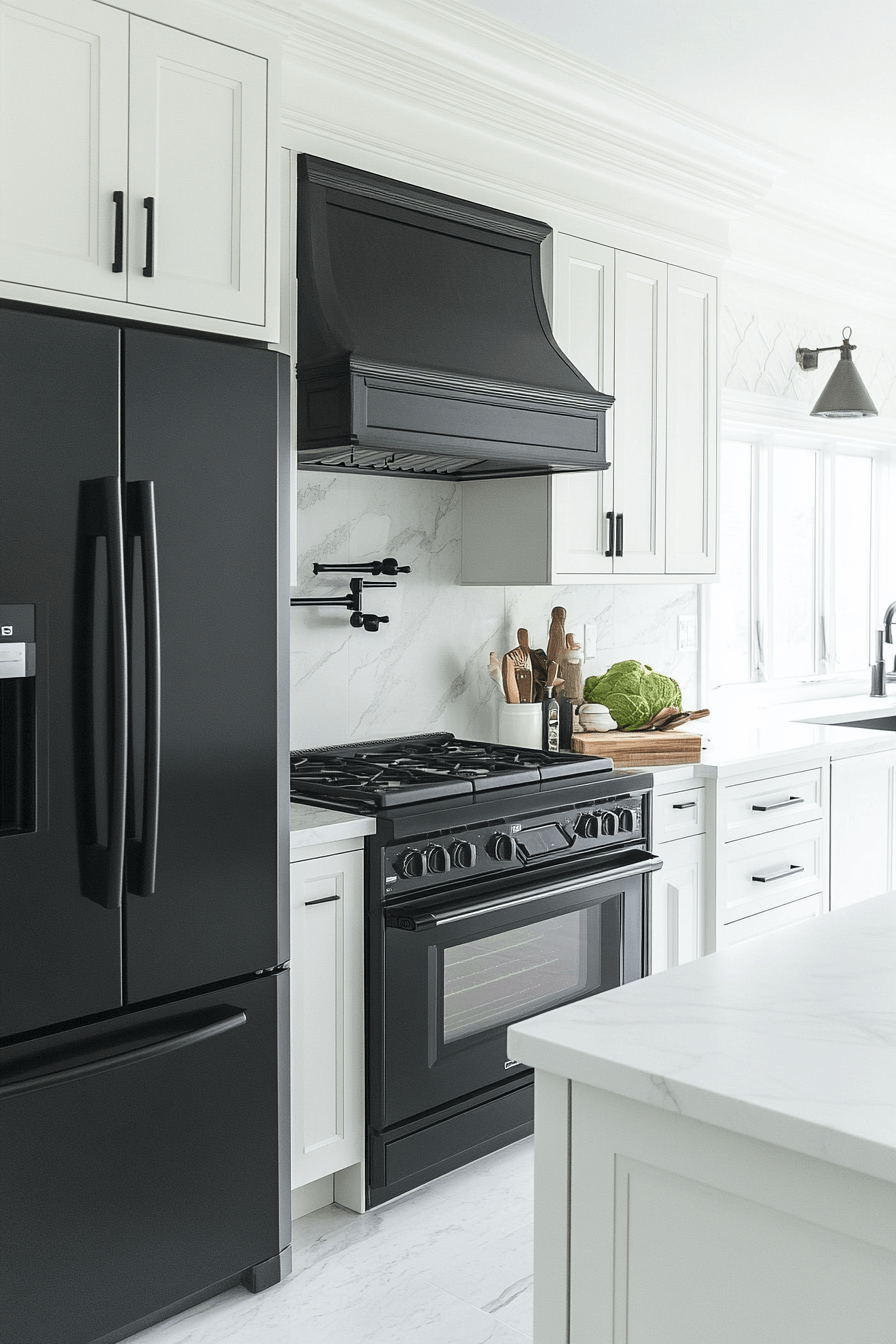 24+ Black and White Modern Kitchen Ideas That Spark Everyday Inspiration 17 Sleek Black Appliances In A White Kitchen