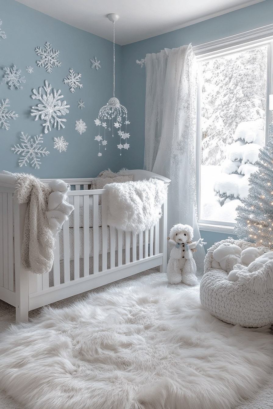 17+ Nursery Room Ideas for a Girl That Grow Gracefully With Her 17 Snowy Winter Wonderland