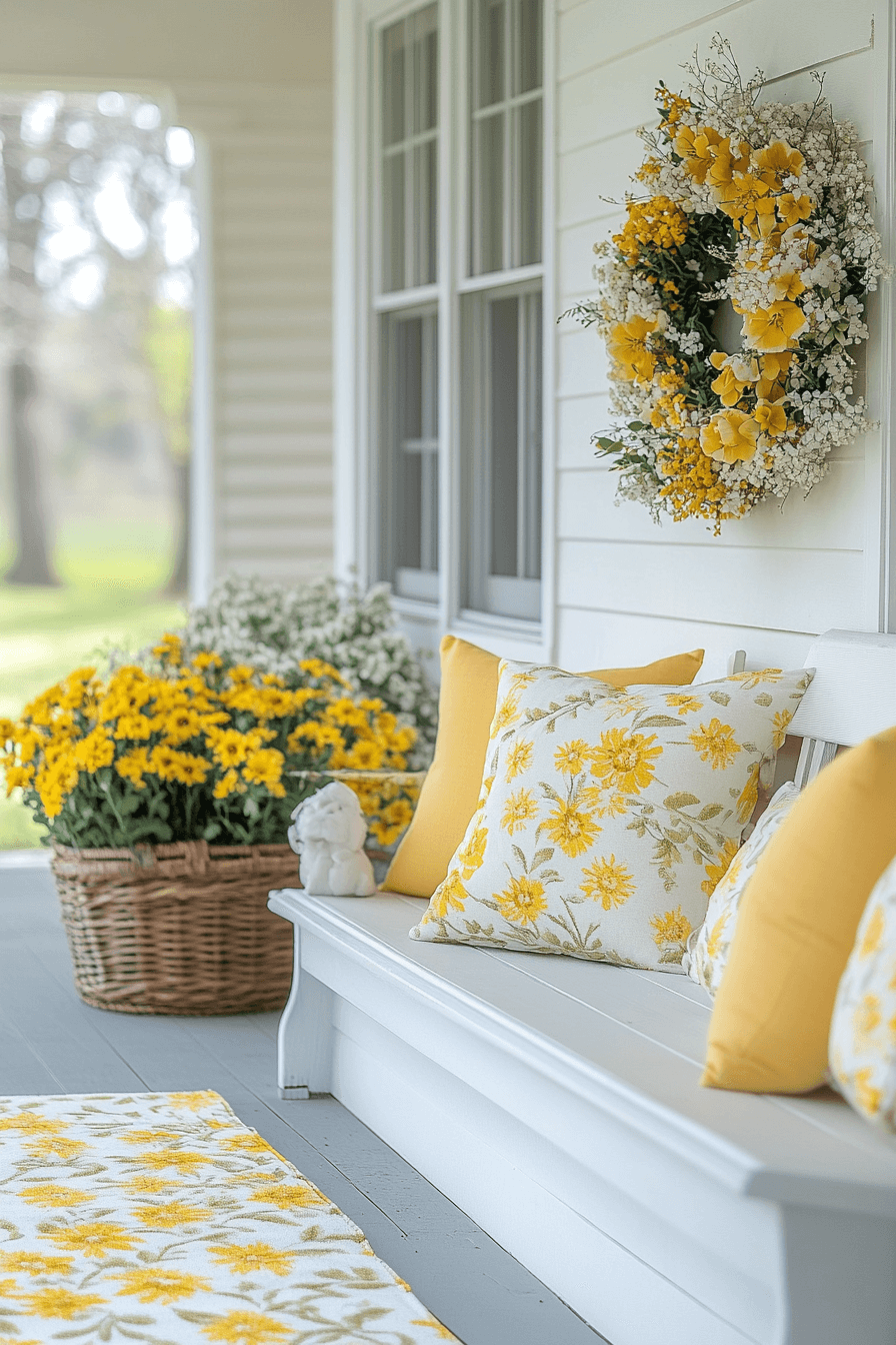23+ Easter Porch Decor Inspiration That Captures the Spirit of Spring 17 Sunshine Yellow Welcome