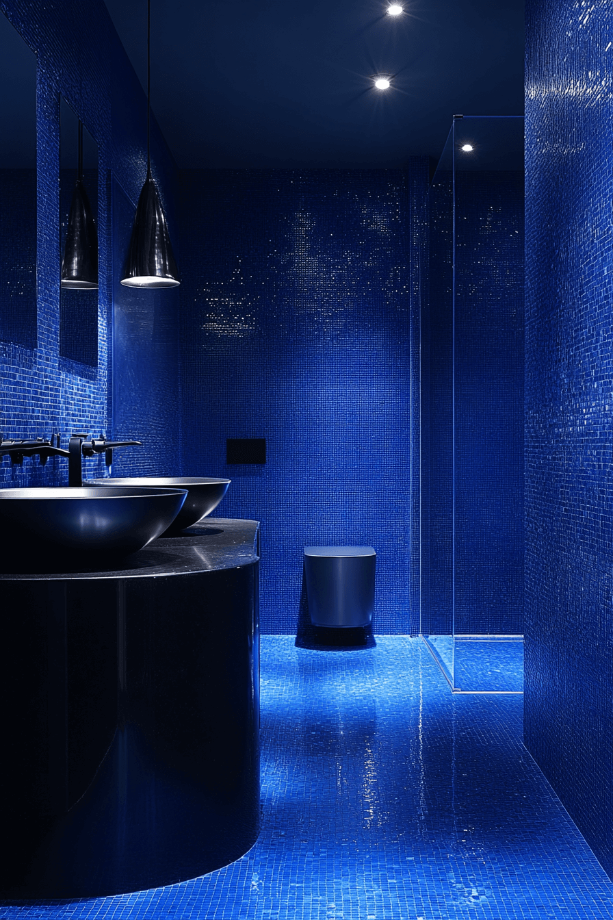 19+ Blue Bathroom Decor Inspiration for a Chic and Modern Vibe 17 Vivid Cobalt Horizon
