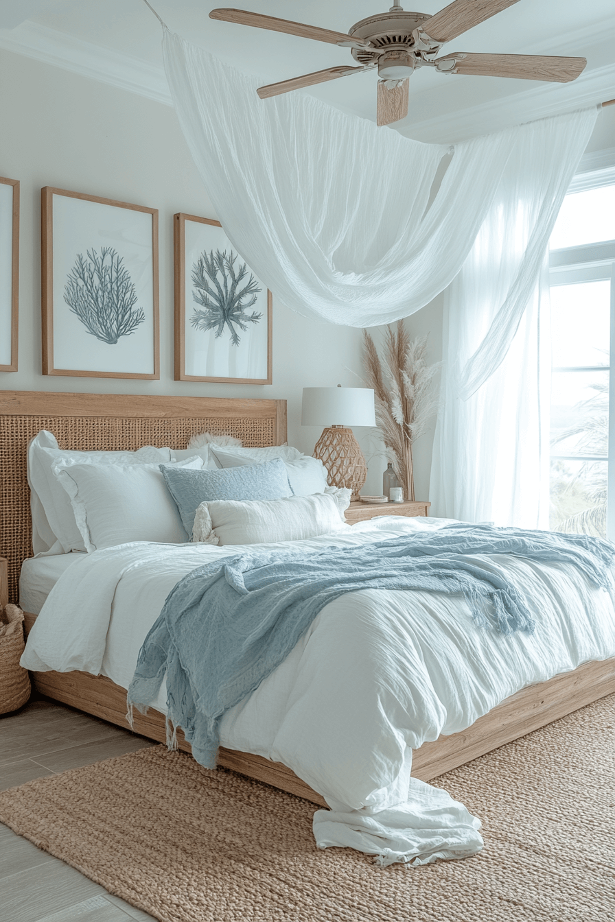 21+ Boho Coastal Bedroom Inspiration for a Space Full of Personality 18 Coastal Breeze