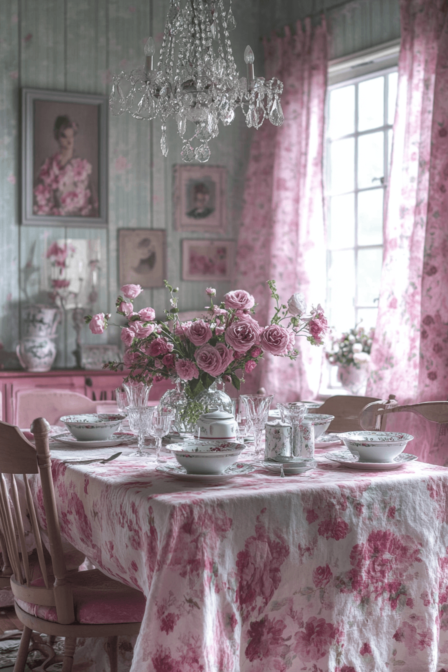 18+ Shabby Chic Dining Room Ideas to Create a Warm Gathering Spot 18 Feminine Chic Dining Area