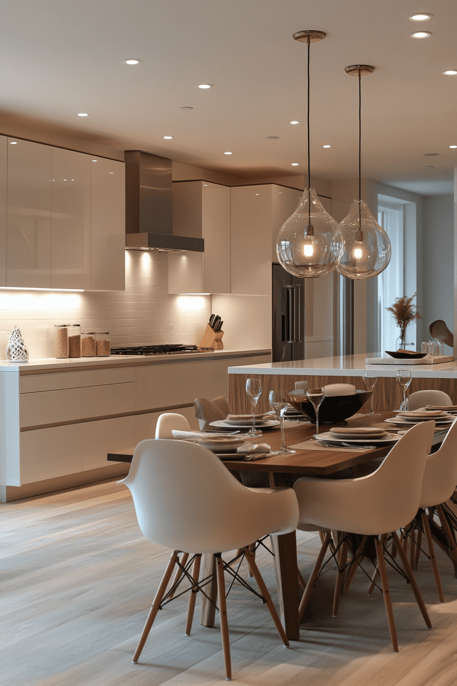 19+ Mid Century Modern Kitchen Ideas That Blend Retro and Timeless Style 18 Frosted Glow Kitchen