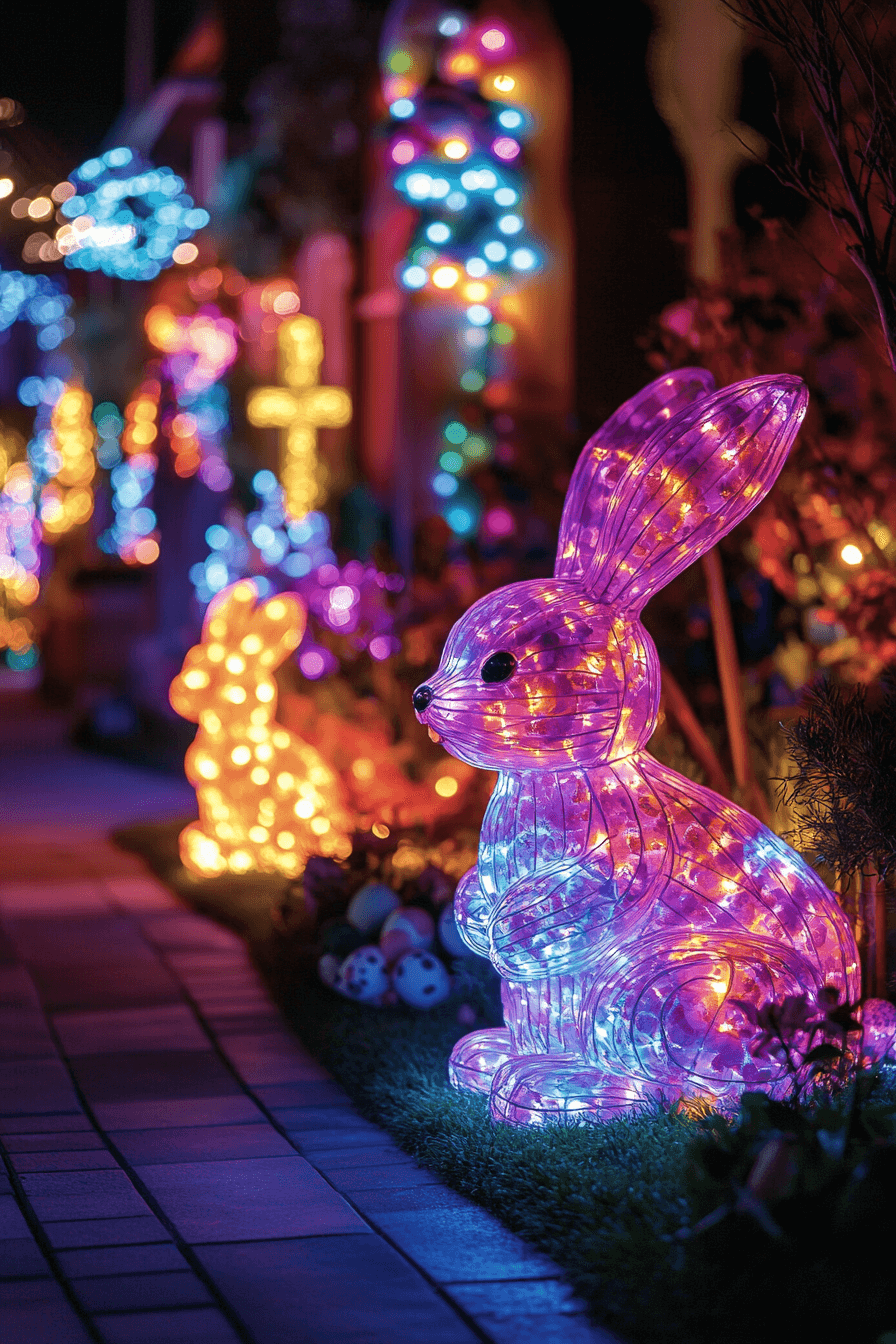 23+ Easter Yard Decorations to Create a Bright and Colorful Display 18 Glowing Egg Yard Lights