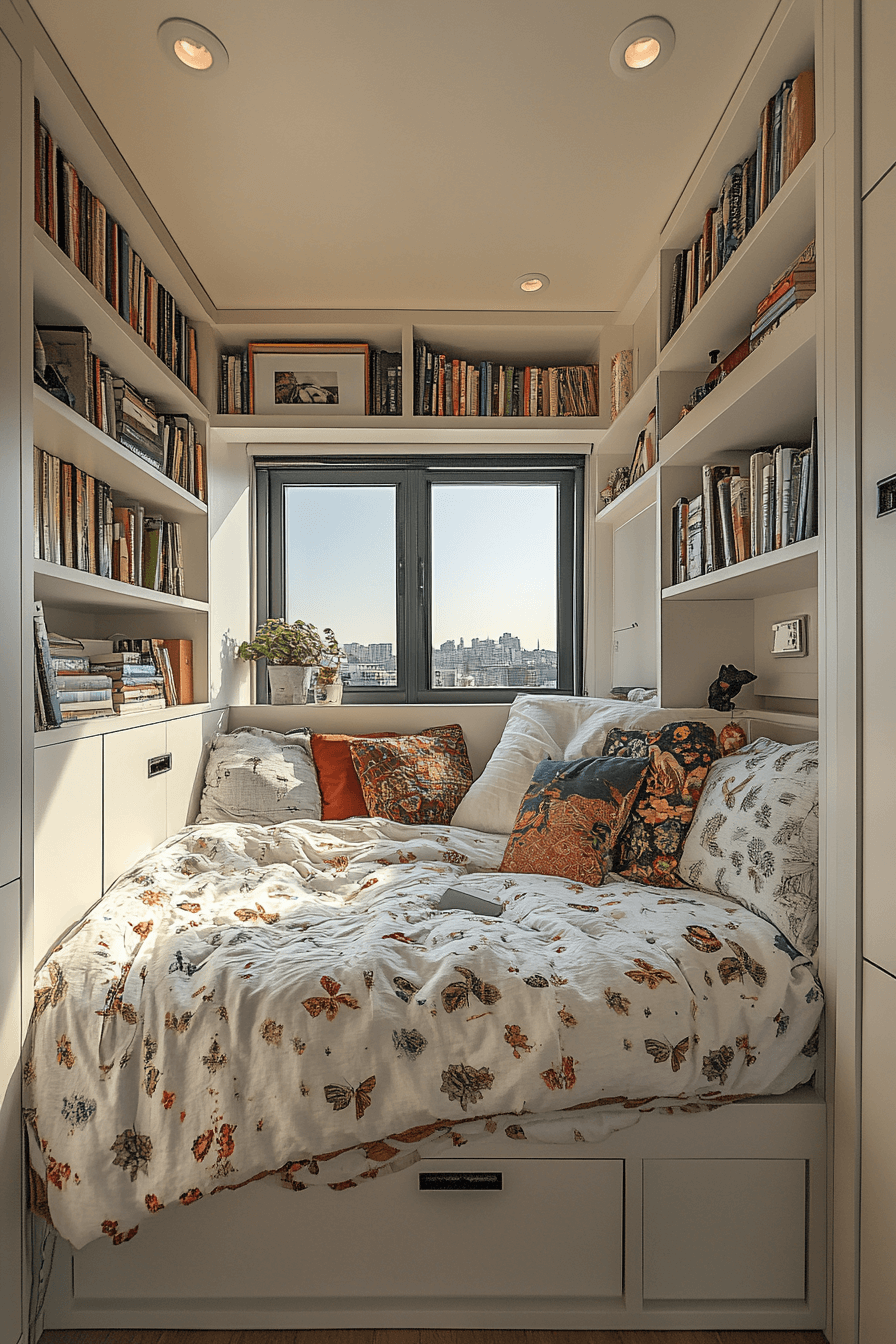 16+ Tiny Bedroom Decor Tips That Prove Small Rooms Can Shine 18 High Storage Shelving Concepts