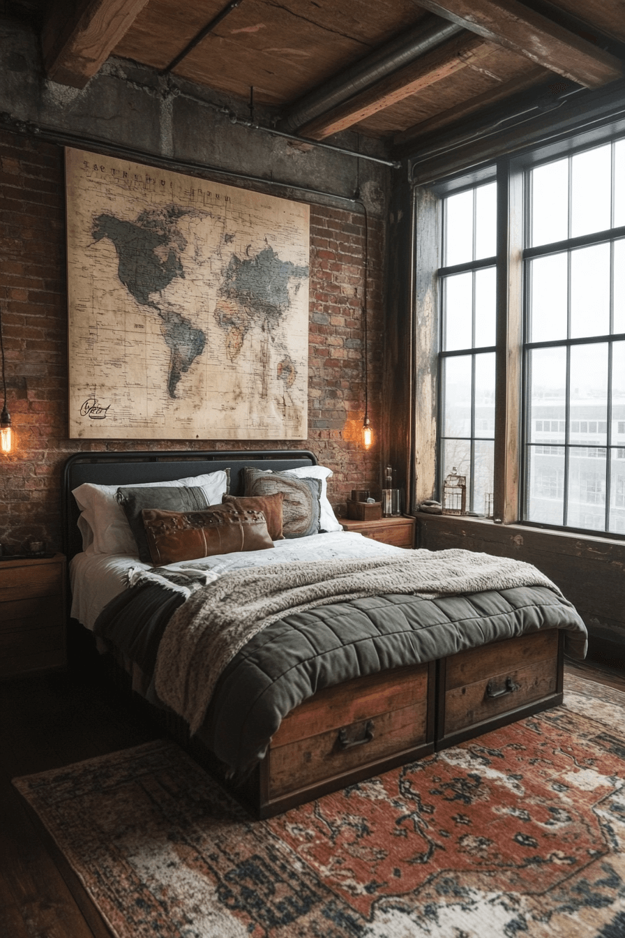 18+ Vintage Bedroom Ideas That Capture Old-World Elegance With Ease 18 Industrial Chic Vintage Bedroom