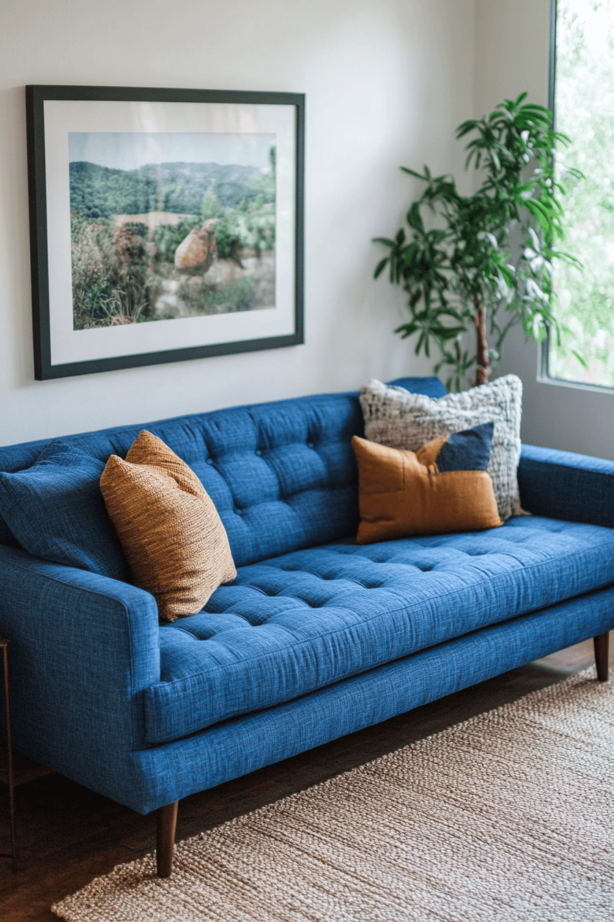 28+ Blue Couch Living Room Looks That Capture Bold Sophistication 18 Minimalist Blue Sofa Elegance