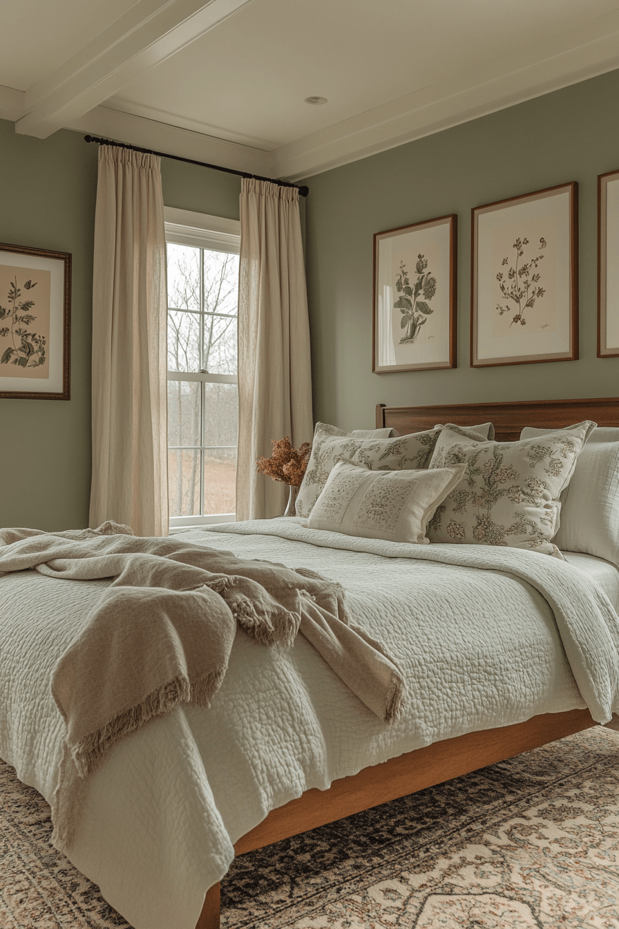18+ Sage Green Farmhouse Bedroom Ideas to Inspire a Peaceful Atmosphere 18 Sage Green Peaceful Flow
