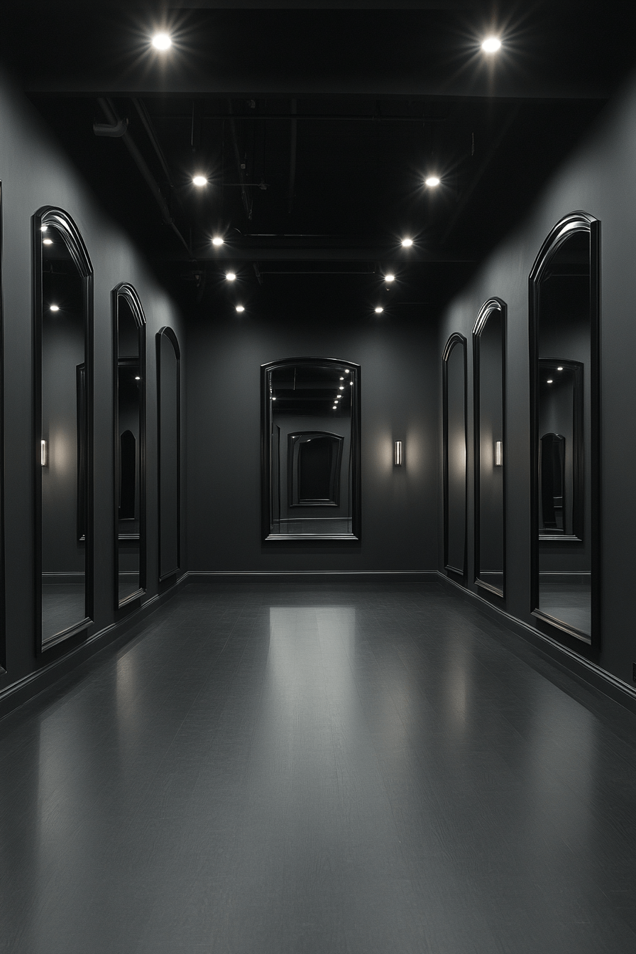 18+ Dark Aesthetic Decor Ideas That Highlight Texture and Character 18 Sleek Dark Dance Studio