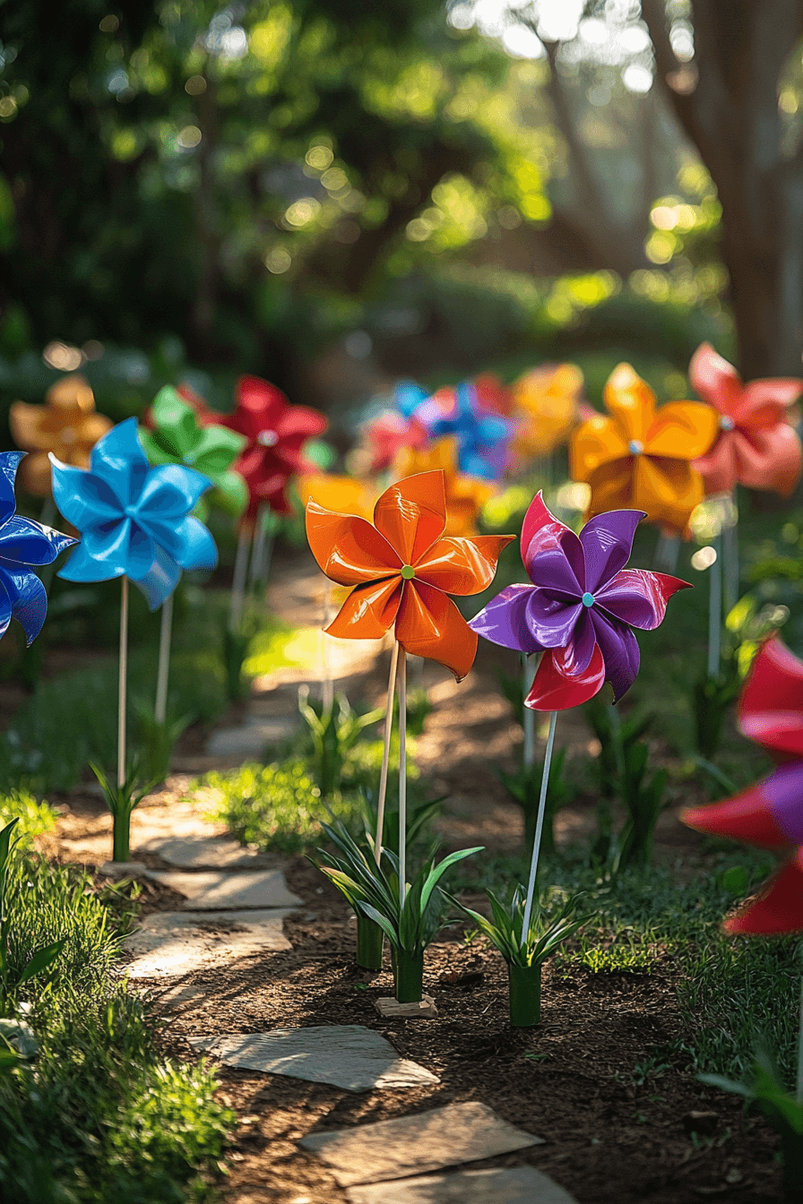 23+ Easter Yard Decorations to Create a Bright and Colorful Display 19 Colorful Spinning Pinwheels