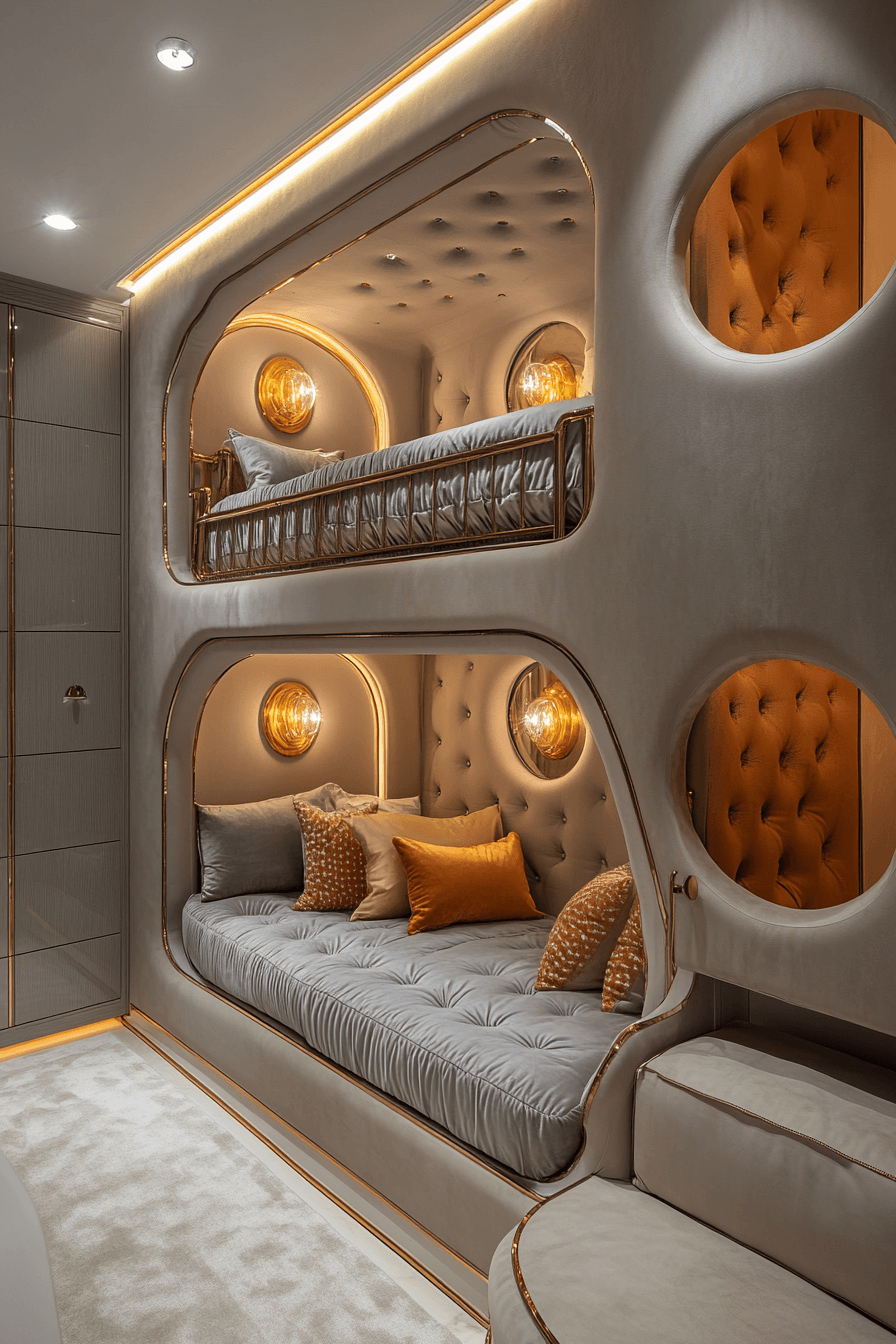 27+ Luxury Kids Bedroom Designs That Encourage Play and Rest 19 Couture Chic Bunk Suite