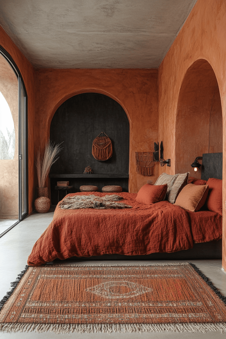 25+ Dark Boho Bedroom Inspiration for a Dreamy Night’s Retreat 19 Desert Bold Horizon