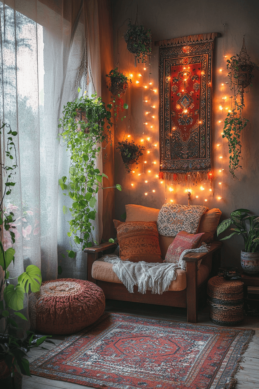 18+ Boho Bedroom With Curtain Lights That Turn Simplicity Into Style 19 Dreamy Shadow Oasis