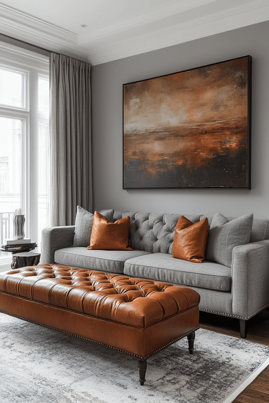 15+ Grey Couch Living Room Ideas That Prove Neutral Is Never Boring 19 Leather Accents With Grey