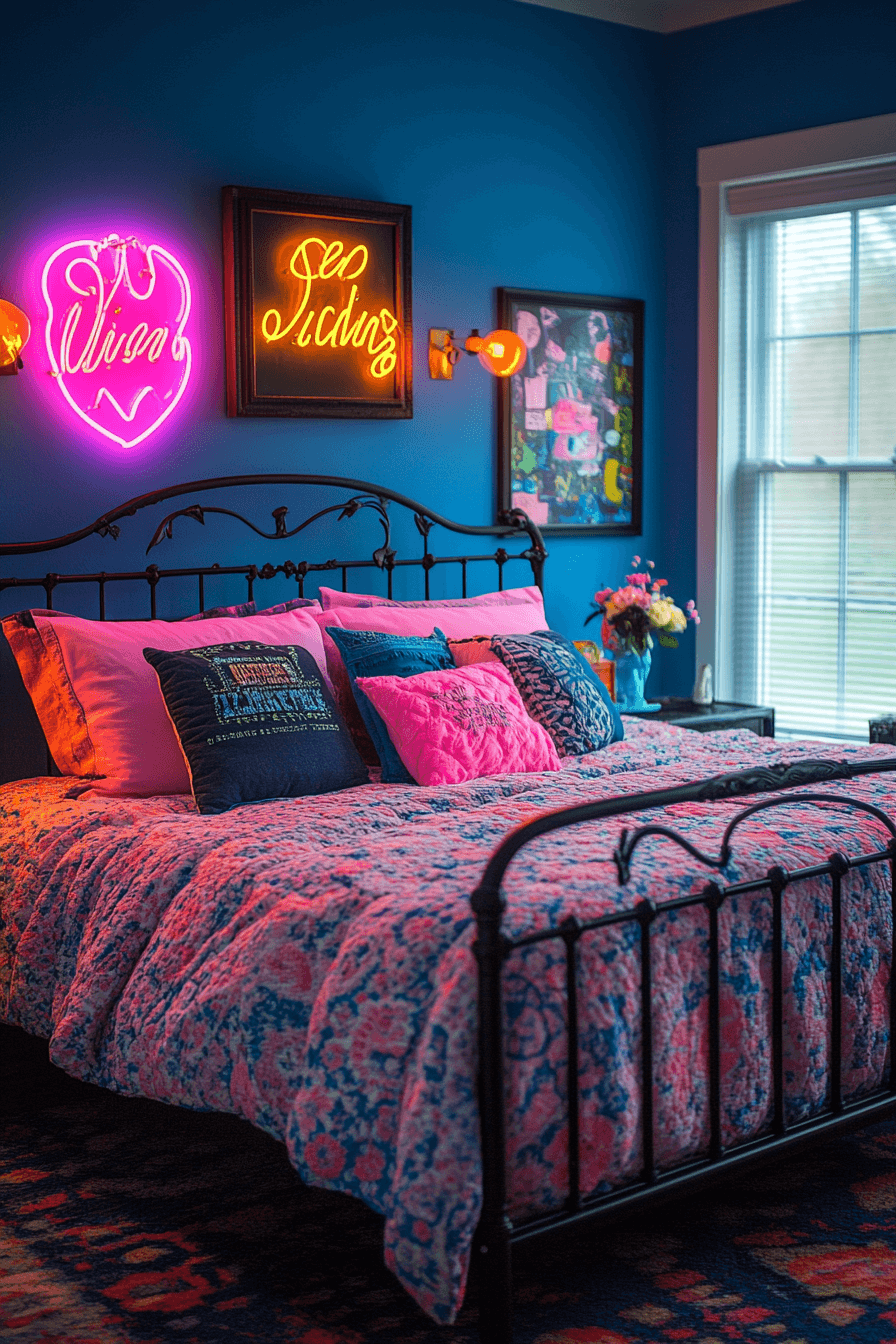 15+ Baddie Bedroom Designs for a Bold Glam Look 19 Neon Nights Baddie Sanctuary