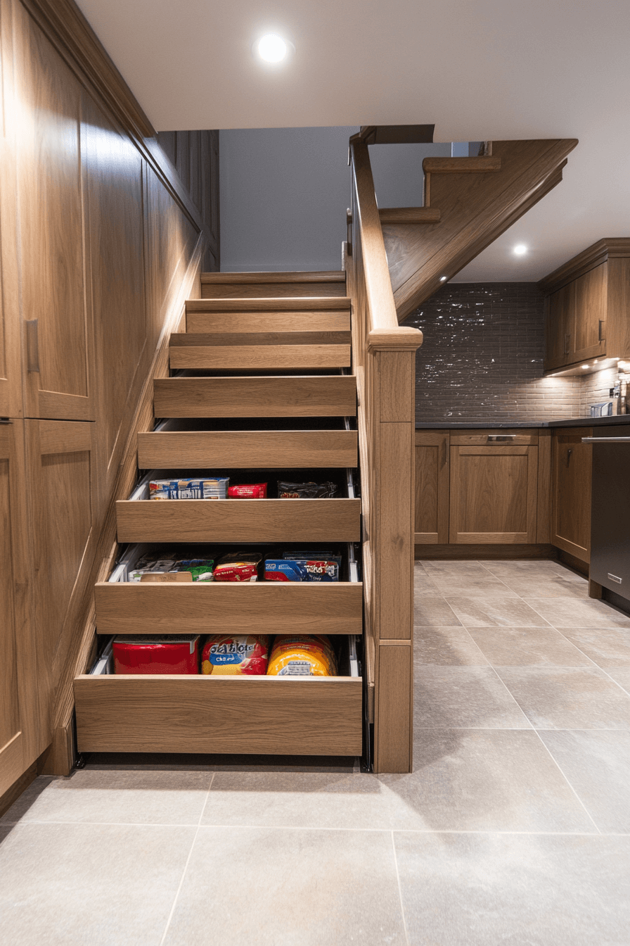 15+ Staircase Storage Under Stairs Ideas to Keep Your Home Neat and Chic 19 Pull Out Paradise Under Stairs