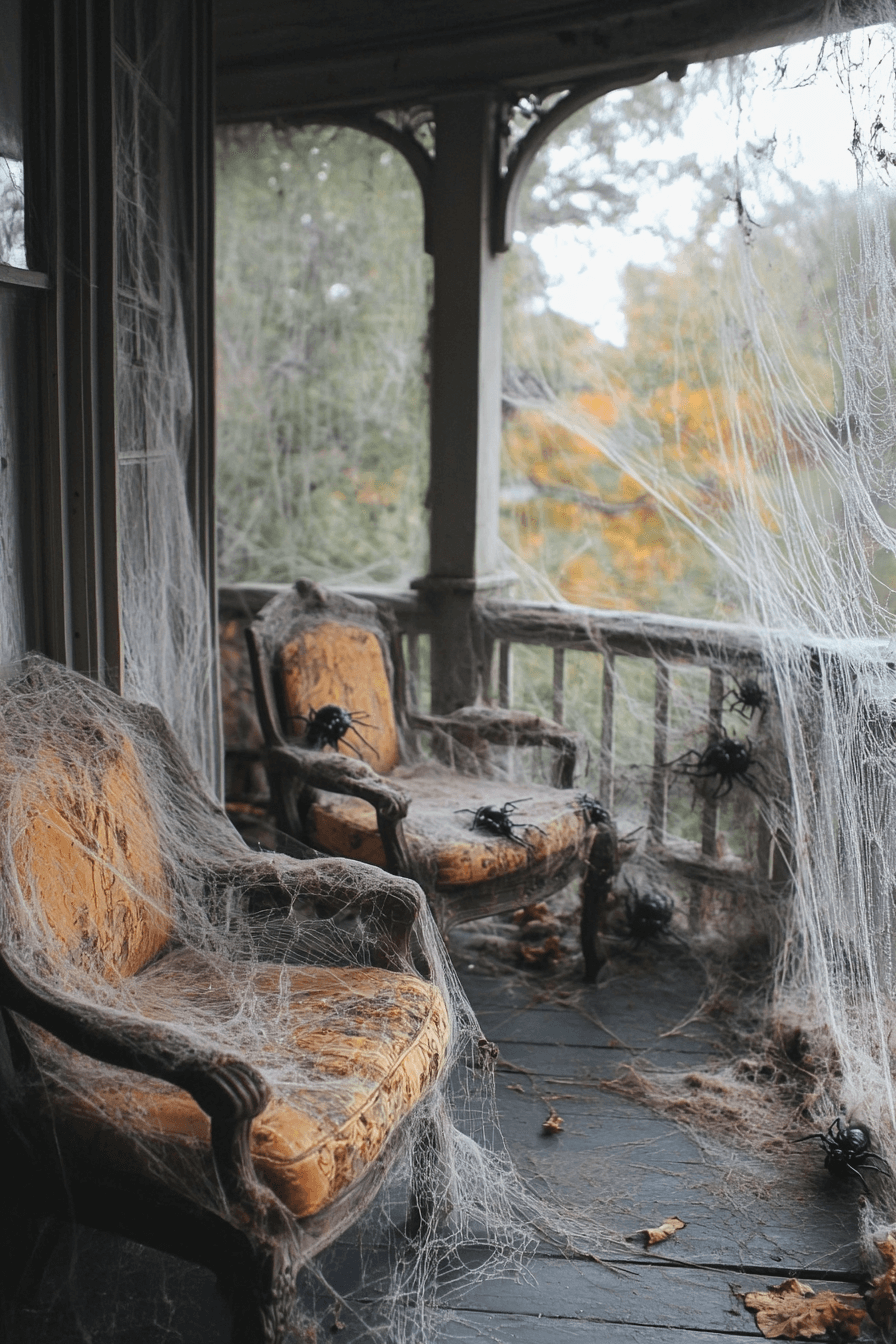 16+ Halloween Decor Front Porch Looks That Mix Fun and Fright 19 Spider Web Paradise