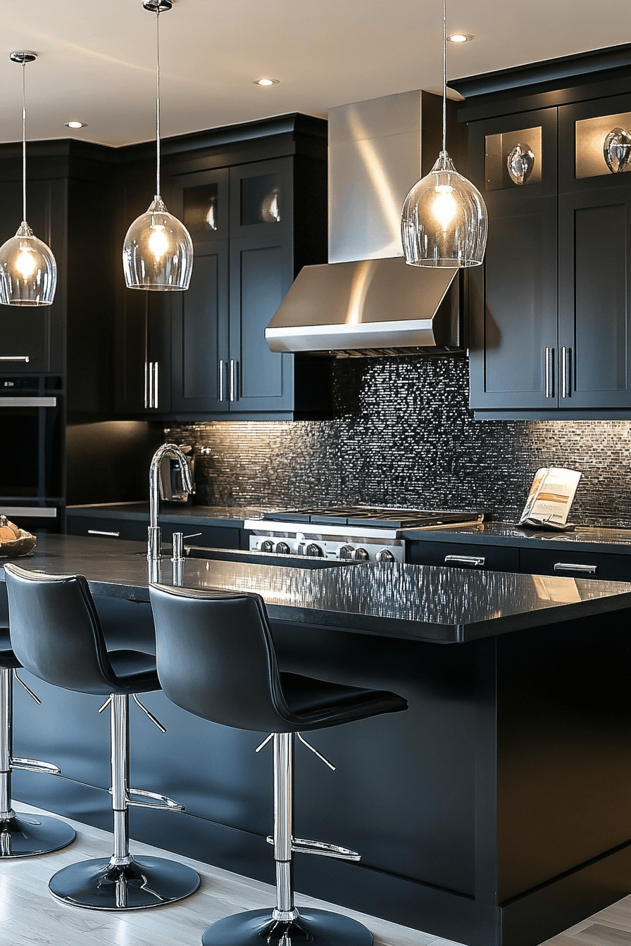 15+ Black Modern Kitchen Ideas That Prove Dark Can Be Bright and Inviting 2 Chrome Meets Shadow