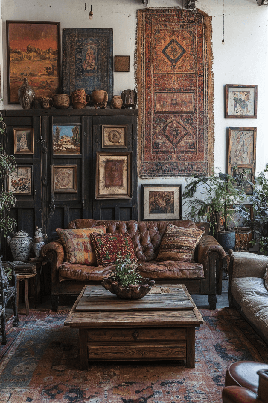 21+ Boho Maximalist Living Room Inspiration for a Bold Home Makeover 2 Eclectic Art Sanctuary
